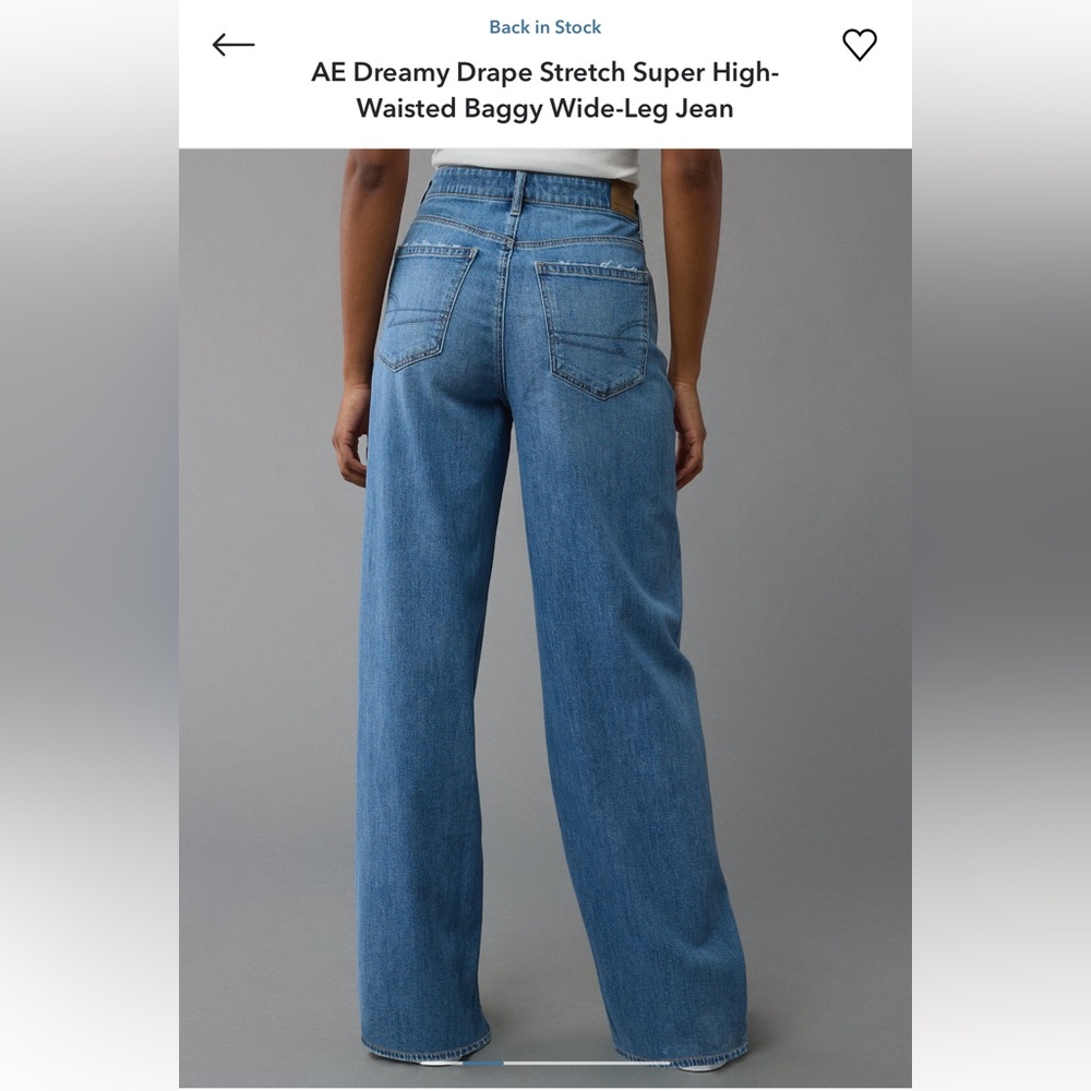American Eagle Super High Rise Baggy Wide Leg Jeans | Size 12 Long | Light Wash - Picture 2 of 7